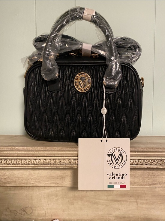 Valentino Orlandi Handbags - NWT Valentino Orlandi Black Quilted Top-Handle Bag